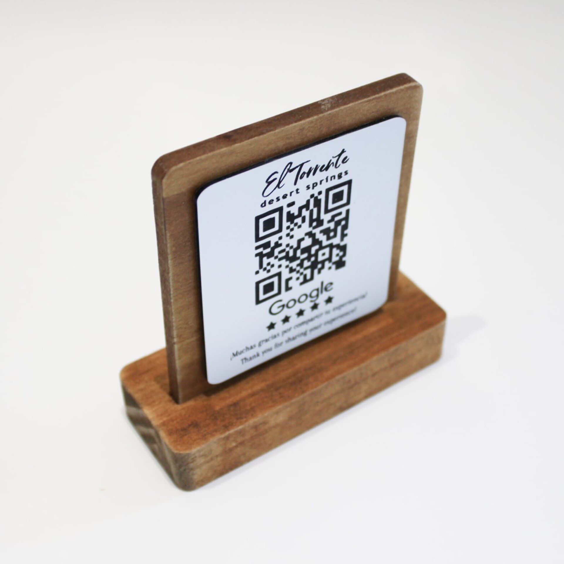 Totem QR madera + placa blanca - 2